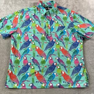 The Nutter Hawaiian Popover Shirt Mens Large Parrot Beach Vacation Resort USA